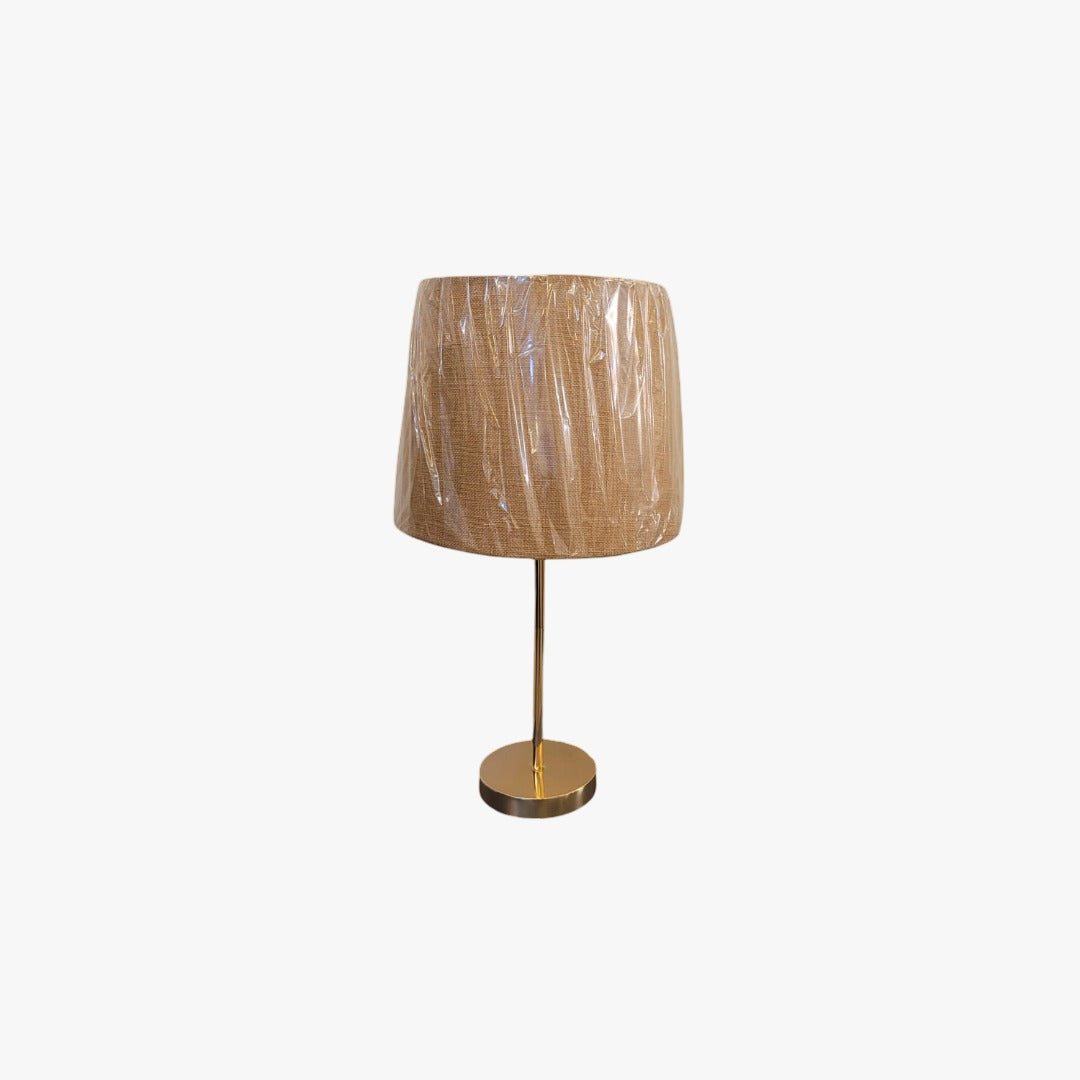 Minimalist Gold Table Lamp with Textured Brown Shade