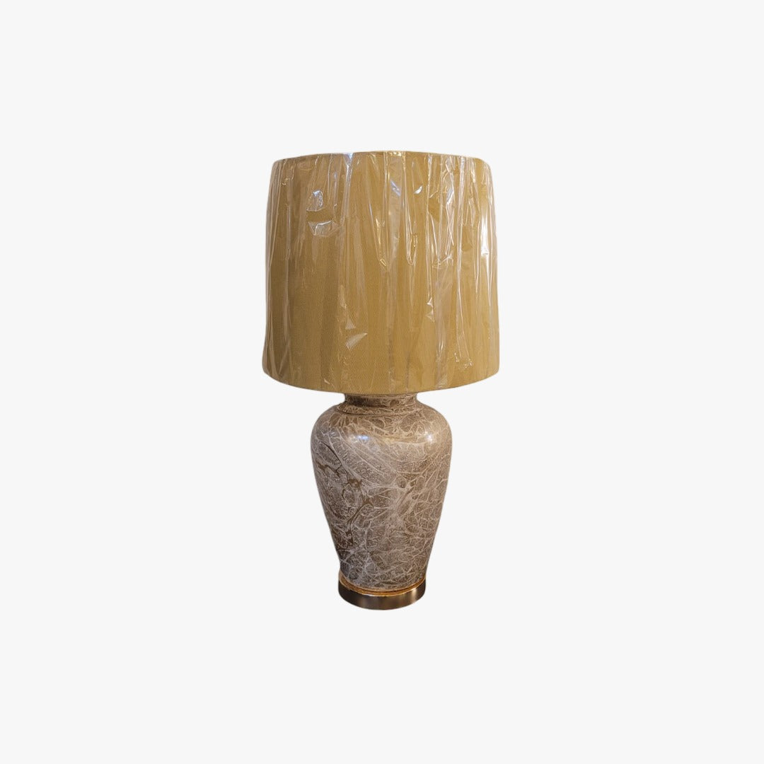 Elegant Porcelain Table Lamp with Beige Fabric Shade