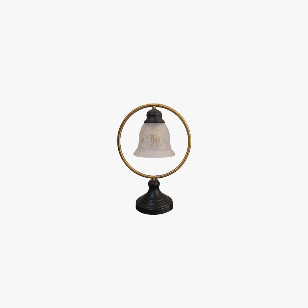 Vintage Ring Table Lamp with Frosted Glass Shade