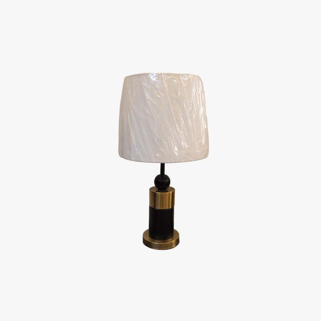 Modern Black & Gold Table Lamp with White Shade