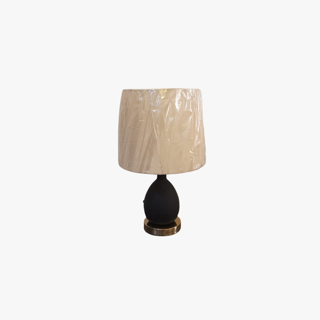Modern Black Oval Table Lamp with White Shade &amp; Gold Base