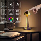 LED Modern Mushroom Table Lamp – Brushed Gold Finish