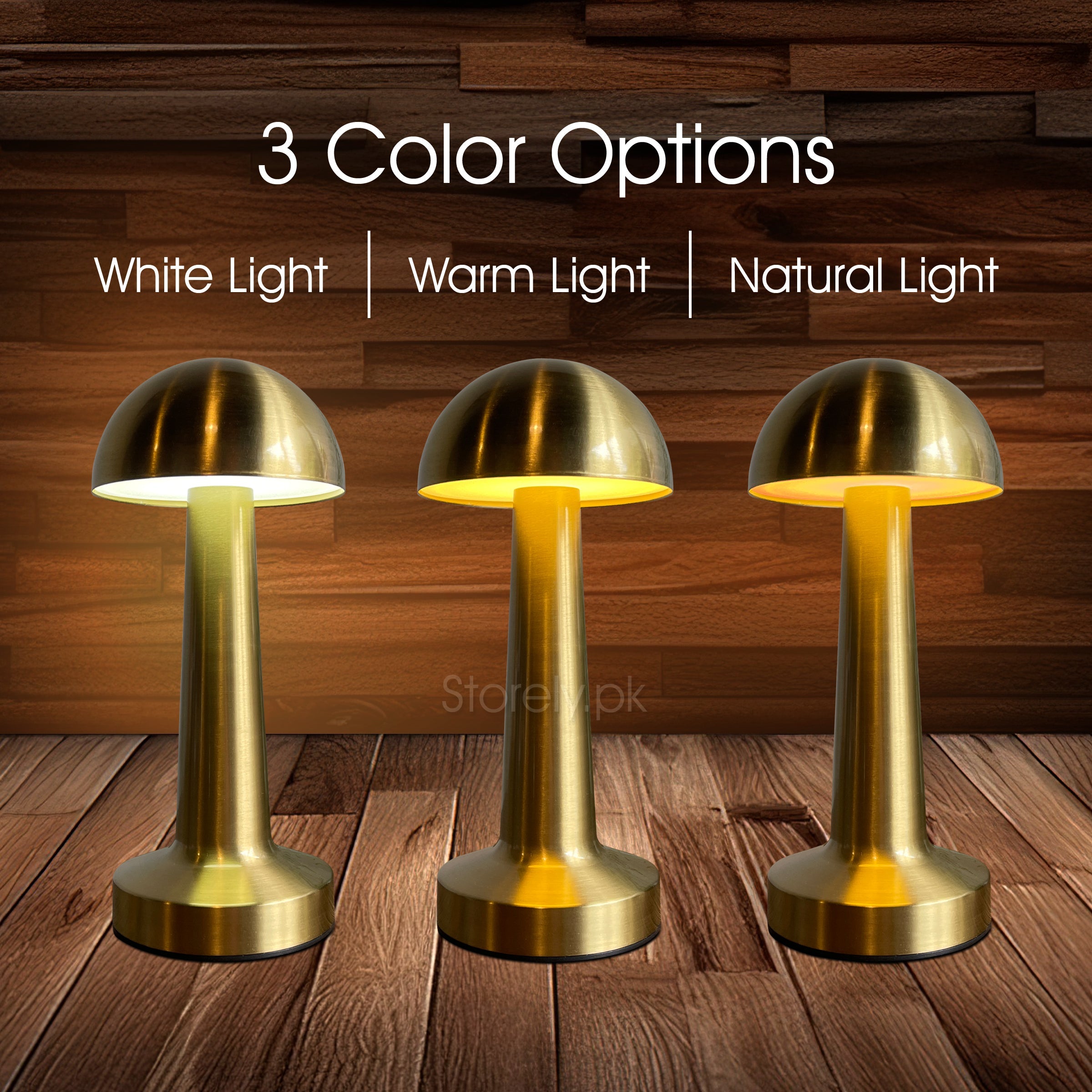 LED Modern Mushroom Table Lamp – Brushed Gold Finish