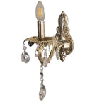Classic Gold Wall Sconce with Crystal Accents and Candle-Style Bulb