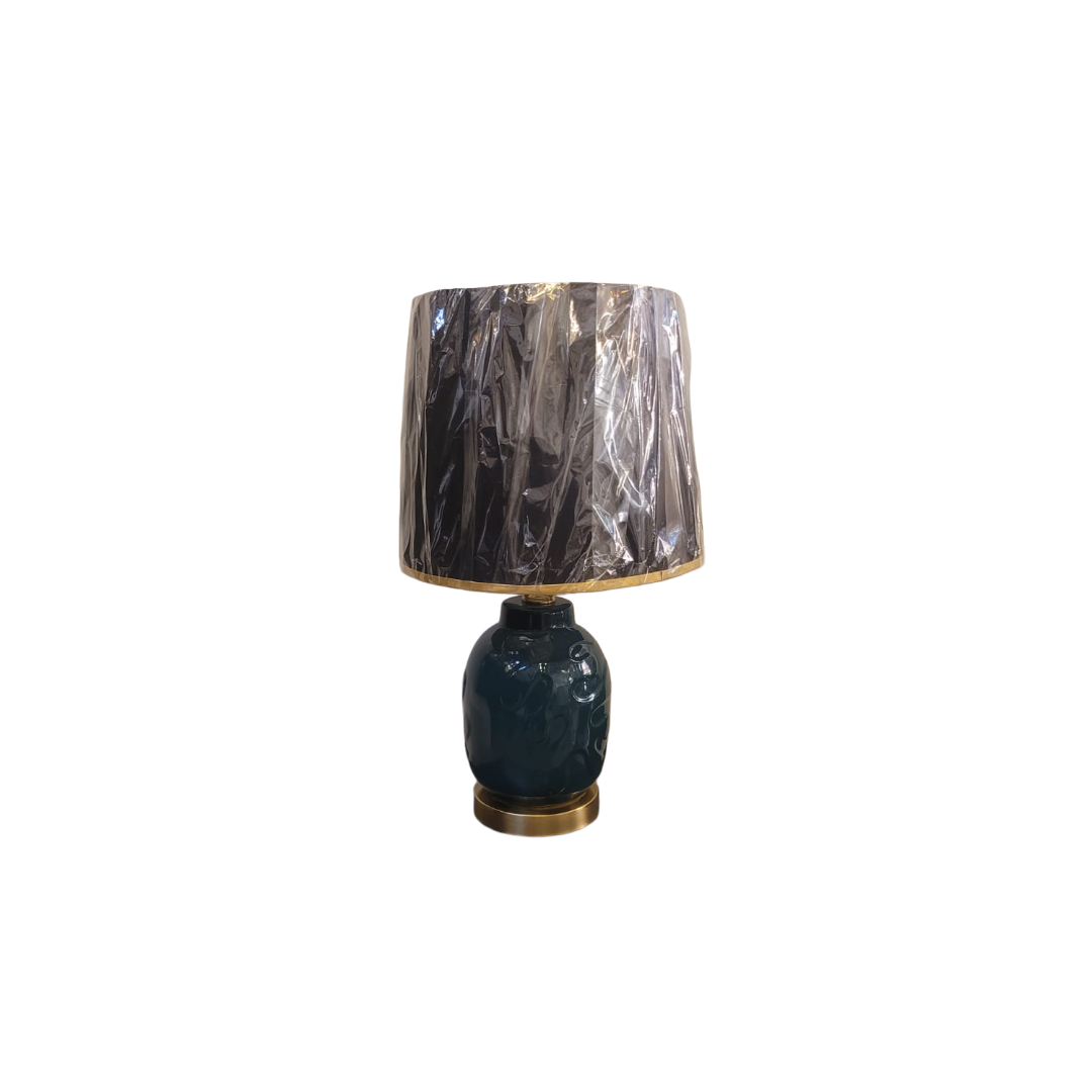 Contemporary Table Lamp with Embossed Glass Base